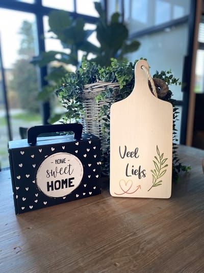 serveerplank - nieuwe woning - serveerplankje - cadeaupakket kaarsjes - 35 cm – hout