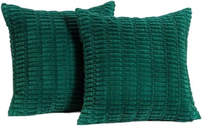 Decoratieve Kussenhoezen Set van 2 van Katoen, Donkergroen, 55 x 55 cm voor Bank, Woonkamer en Kantoor, Luxe Kussens voor Thuisdecoratie