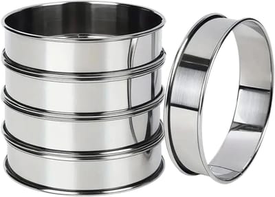 Bakvorm ring - Taartring Muffinring - Gebak Maken - Dubbel Omgerolde Rand - 5 Stuks 8-10cm - Zilverkleurig