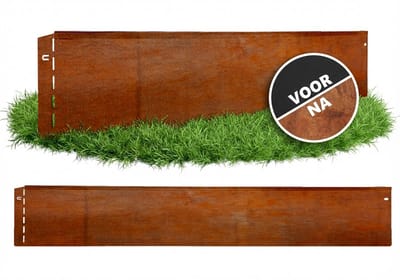 GartenAZ Borderrand - Gazonkant van Cortenstaal - Flexibele Montage - Bruin - 100 cm x 13 cm (45 stuks)