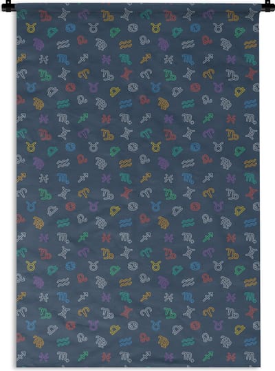Wandkleed - Wanddoek - Zodiac - Patroon - Astrologie - 120x180 cm - Wandtapijt