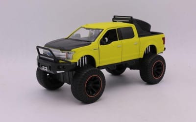 2019 Ford F-150 Lariat Crew Cab (Geel/Zwart) (22 cm) 1/27 Motor Max Off-Road - Model auto - Schaalmodel - Modelauto - Miniatuur autos