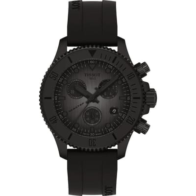 Tissot SeaStar 1000 Chronographe Bracelet Synthétique Cadran Noir Quartz Montre de Plongée T120.217.37.061.00 300M Homme noir