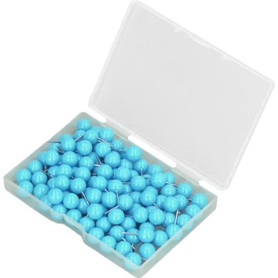 100 Stuks Duimspijkers Kaartspijkers Staal Plastic Decoratieve Markeerspijkers voor Kurkborden 9,5x20mm Blue