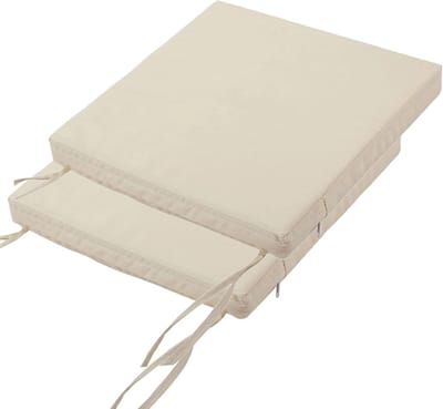 Waterdichte tuinstoelkussens set van 1/2/4 vierkante zitkussens voor terrasmeubels, 18 x 18 / 20 x 20 / 19 x 19 inch met banden, beige, vervanging voor tuinbank (45 x 45 x 5 cm, 2 stuks)