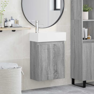 vidaXL - Badkamermeubel - met - kraan - Grijs - Sonoma - 45,5 - x - 25,5 - x - 84 - cm
