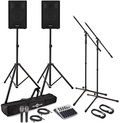 SubZero C10A Actief PA-systeem met Microfoons, Statieven en Mixer