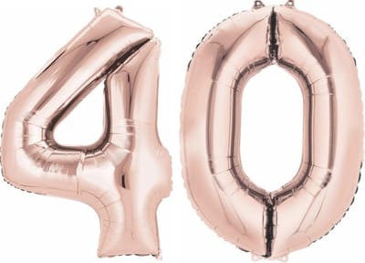 Ballon Cijfer 40 Jaar Rose Goud Helium Ballonnen Verjaardag Versiering Cijfer Ballon Feest Versiering Met Rietje - 86Cm