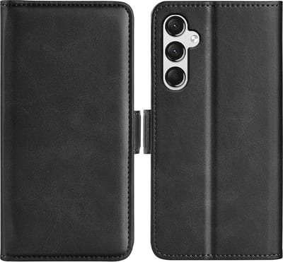 MobyDefend Hoesje - Geschikt voor Samsung Galaxy A15 - Luxe Wallet Book Case (Sluiting Zijkant) - Zwart