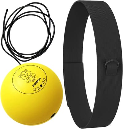 Boksbal Hoofdband - Reflex Bal - Verbeter Coördinatie - Duurzaam PU Schuim - 7 cm Bal - Geel