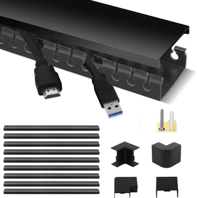 Kabelbeheer, Stageek Kabelgootset zelfklevend 39x4x2 cm PVC 3,5 m lengte, tv-kabelgoot installatiekanaal muur en plafond, voor alle soorten kabels binnen huis kantoor - 9x39cm, zwart