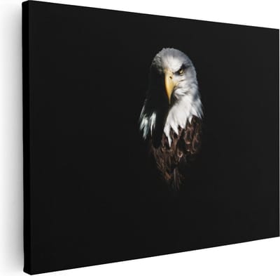 Artaza Canvas Schilderij Arend - 40x30 cm - Klein - Wanddecoratie Dierenkop - Muurdecoratie Vogel - Kamer Accessoires