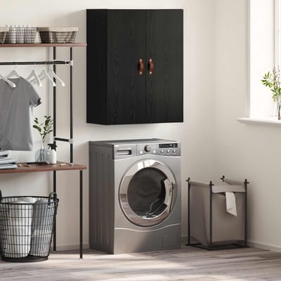 vidaXL - Wandkast - Zwart - Eiken - 69,5 - x - 34 - x - 90 - cm - Bewerkt - hout
