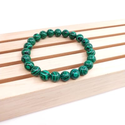 Bixorp Gems Malachiet Armband - Gepolijste Natuursteen Kralenarmband - 20cm