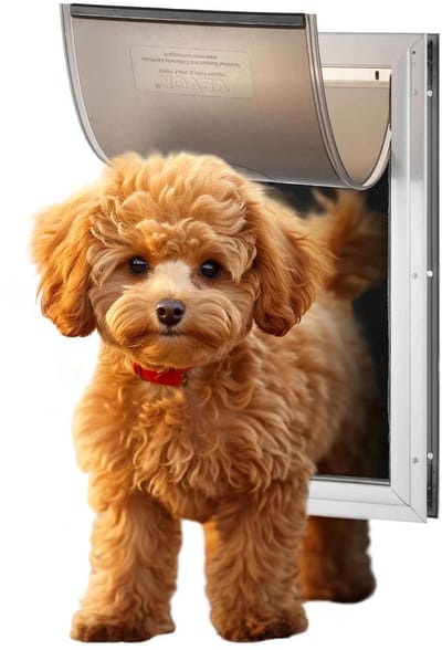 CORE Dierendeur - Aluminium frame dierenluik - Deurluik - Met slot en klepsysteem - Weerbestendige hondendeur - Voor binnen en buiten - 29x40cm - Zilver chrome