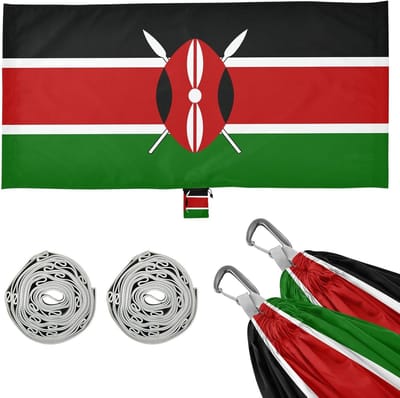 Kampeerhangmat - Reishangmat - Buiten Ontspannen - Ingebouwd Opbergvak - 290 x 138 cm - Kenia Vlag