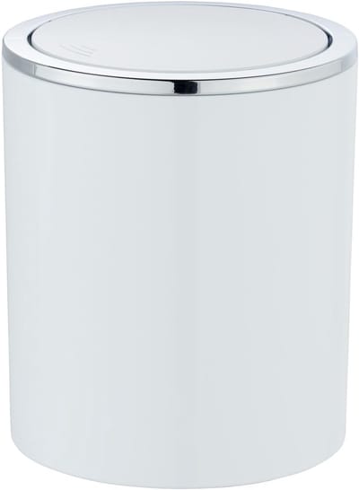Afvalemmer Klapdeksel - Prullenbakje Kosmetica - Badkamer Keuken - Compact Formaat - 14x16.8x14cm - Wit