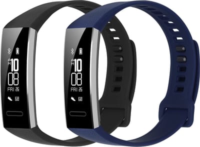 kwmobile 2x horlogebandjes geschikt voor Huawei Band 2 / Band 2 Pro bandje - Smartwatch bandjes van TPU - Activity tracker horloge band in zwart / donkerblauw