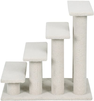 COSTWAY Dierentrap, kattentrap, klimboom, kattenboom, trap voor kat tot 25 kg, huisdiertrap klein, speelboom 4 uitzichtplatforms, 61 x 41 x 60 cm, spaanplaat