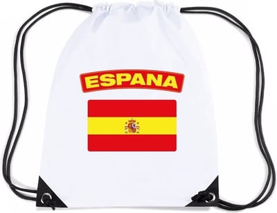 Spanje vlag nylon rugzak - wit - met Spaanse vlag - sport - supporters - landen