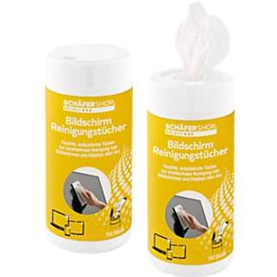 Set avantageux : 2 boîtes de lingettes nettoyantes pour écrans - pré imprégnés - 2x 100 p. - Schäfer Shop Select