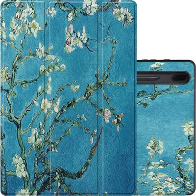 Hoes - Geschikt voor Samsung Galaxy Tab S7 FE - Dun & Stevig - Trifold Bookcase - Hard Cover Case - Met Uitsparing Geschikt voor S Pen - Hardcover Book - Tablet Hoesje - Bloesem