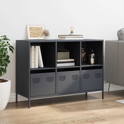 vidaXL - Dressoir - 101,5x39x73,5 - cm - koudgewalst - staal - antracietkleurig