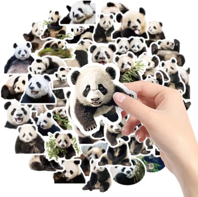 Dailygoods- Panda Stickers 50 Stuks - Waterdichte Vinyl Stickers - Dieren Stickers - Decoratieve Stickers - Aesthetic Stickers - Multicolour 5 cm