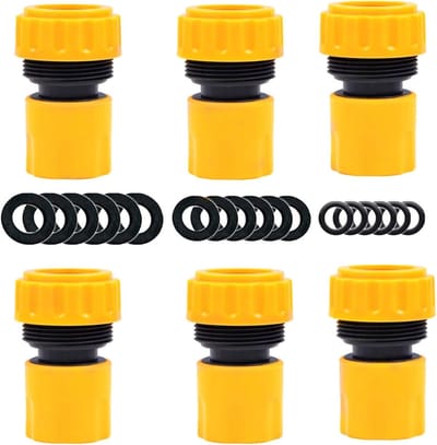 Set van 6 Slang Eindconnectoren - Snelle Koppeling voor 19mm 3/4 Inch Slang met 18 Vervangende O-ringen voor Waterafvoer en Tuinirrigatie