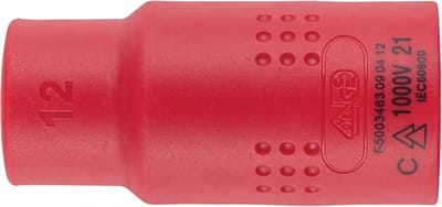 Wurth - VDE dopsleutel, 1C isolatie 1/2 inch zeskant - Geïsoleerde VDE-dopsleutel 1/2 inch Metrisch, zeskant, kort x 1 st Soort aandrijving Binnenvierkant Sleutelwijdte 12 mm