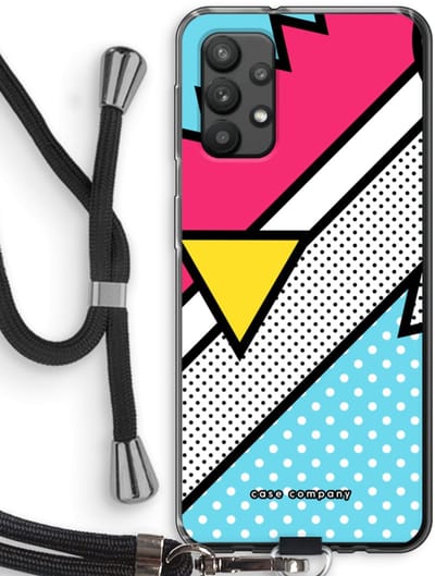 Hoesje met koord geschikt voor Samsung Galaxy A32 4G hoesje met Koord - Pop Art #3 - Telefoonhoesje met Zwart Koord - Bescherming aan alle Kanten en Over de Schermrand