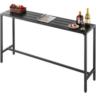 VEVOR Outdoor Bar Table, 160 x 37,5 cm Patio Bar Table, Waterdichte Tafel & Stabiele Metalen Stel, Rechthoekige Counter Height Eetkamer Tafels, Buitenmeubels voor Balkon, Tuin, Hot Tub, Poolzijde, Binnen
