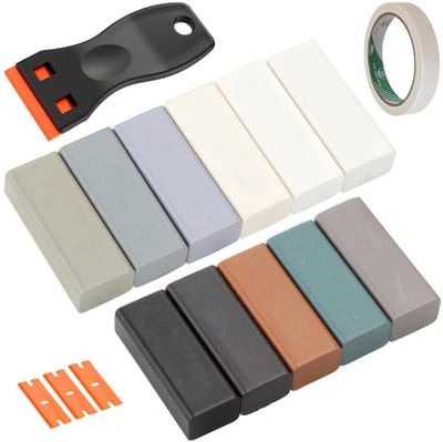 Complete Laminaat Herstelset met 11 Kleuren, Harde Was voor Vloeren, Meubels en Houten Wanden, Inclusief Schraper voor Effectieve Reparatie van Gaten en Beschadigingen