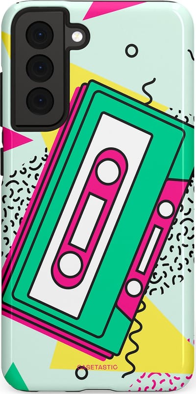 Casetastic Hoesje Geschikt voor Samsung S21 FE - Stijlvolle Beschermende Duo-layer Case - Retro 80s muziek