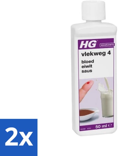 2 x HG - Wasruimte - Vlekweg 4 - Vlekkenverwijderaar - 50 ml - Vlekkenverwijderaar - Vlekken Uit Textiel - Sausvlekken - Bloedvlekken - Melk Vlekken