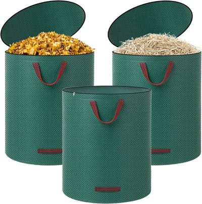 Tuinafvalzakken 3 Stuks - Grote Pop Up Zakken - Verzamelen Groenafval - Zelfstaand Met Deksel - 272 Liter Capaciteit - Groen