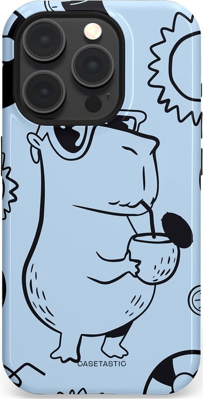 Casetastic Hoesje Geschikt voor Apple iPhone 15 Pro Magsafe - Stijlvolle Beschermende Duo-layer Case - Capibara cocktail