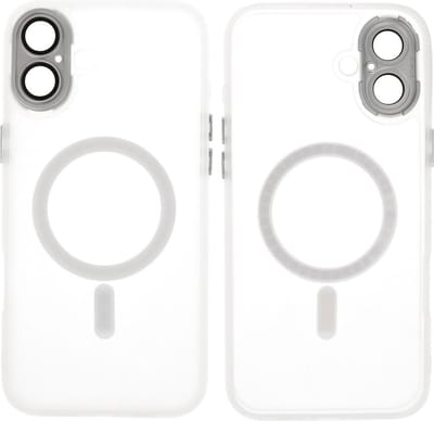 MagSafe Hoesje Geschikt voor iPhone 16 Plus - Mat-Transparent met Camera Beschermer Case - Wit