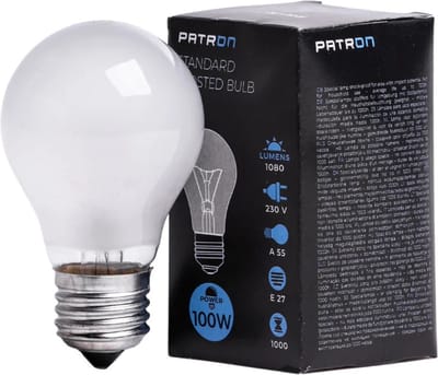 Patron E27 Gloeilamp | 100W 2700K 1080Lm Mat | Dimbaar