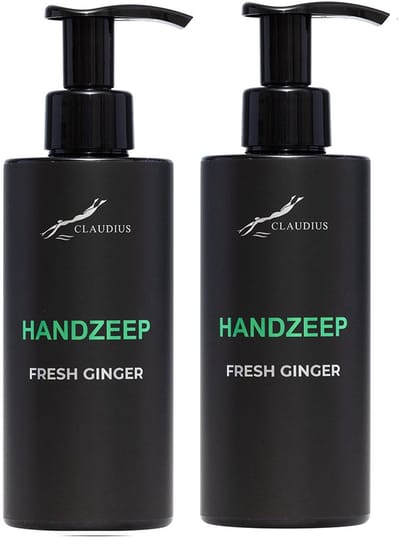 Handzeep Fresh Ginger 300 ml - met pomp - zwarte fles - set van 2 stuks