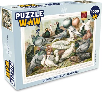 Puzzel Duiven - Vintage - Tekening - Legpuzzel - Puzzel 1000 stukjes volwassenen
