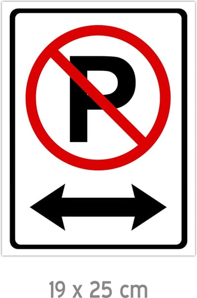 Pictogram/ bord | Parkeerverbod - met pijlen <---> | 19 x 25 cm | Kunststof | No parking | Parkeeroverlast | Hier niet parkeren | Pijl | Verboden te parkeren | 1 stuk