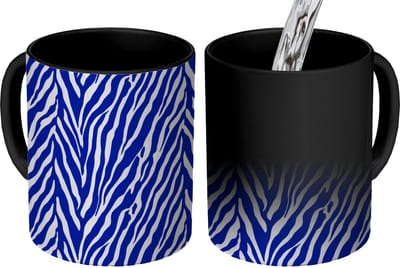 Magische Mok - Foto op Warmte Mokken - Koffiemok - Zebra - Patroon - Kobalt - Blauw - Magic Mok - Beker - 350 ML - Theemok