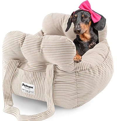 Draagbaar hondenautostoeltje voor kleine honden - Comfortabel en stijlvol met grote zakken