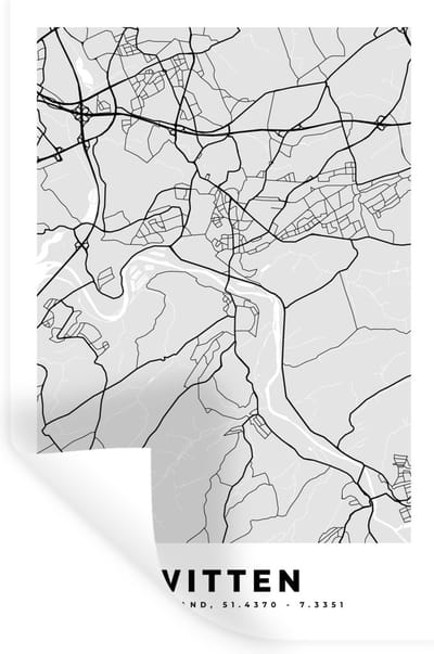 Muurstickers - Sticker Folie - Stadskaart - Duitsland - Witten - Plattegrond - Kaart - 20x30 cm - Plakfolie - Muurstickers Kinderkamer - Zelfklevend Behang - Zelfklevend behangpapier - Stickerfolie