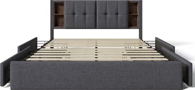 Gotagee Gestoffeerd bed Laag bed Tweepersoonsbed Jeugdbed Bed met opbergruimte Met draadloos opladen Bed met opbergruimte Bed met lades Bed zonder matras