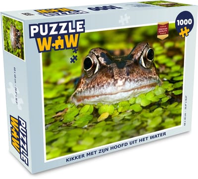 Puzzel Kikker met zijn hoofd uit het water - Legpuzzel - Puzzel 1000 stukjes volwassenen