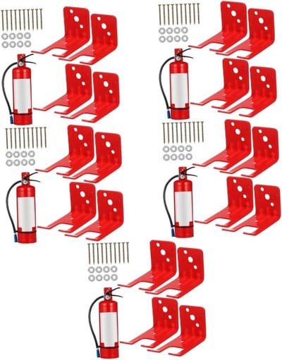 Brandblusser Beugel - Brandblusser Hanger - Veiligheid Thuis - Ruimtebesparend Ontwerp - 5 Stuks - Rood