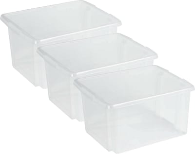 Sunware Opslagbox Nesta - 3x - kunststof - 32L - transparant - 45 x 36 x 24 cm - stapelbaar