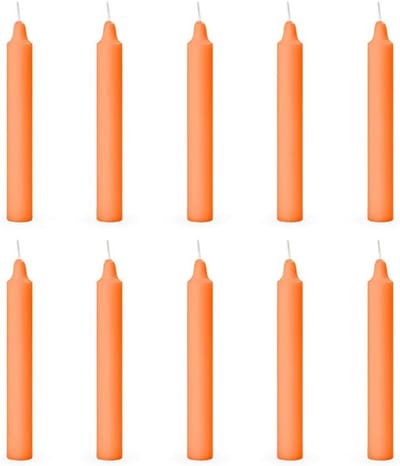 Set van 10 Stokkaarsen voor Chakra's, Rituelen en Decoratie (Oranje)